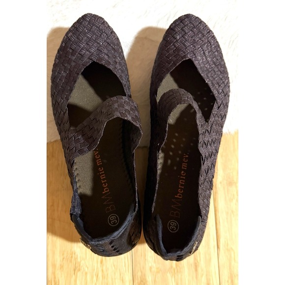 BERNIE MEV Women's Size 39 Mary Jane Woven Weave Wedge Brown Shoes Slip On - Picture 2 of 6